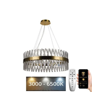LED Dimmerabile cristallo lampadario su filo LED/110W/230V 3000-6500K oro + telecomando
