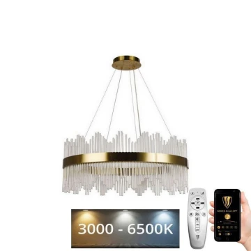 LED Dimmerabile cristallo lampadario su filo LED/110W/230V 3000-6500K oro + telecomando