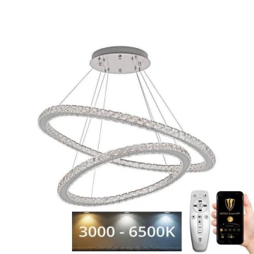 LED Dimmerabile cristallo lampadario su filo LED/160W/230V 3000-6500K argento + telecomando