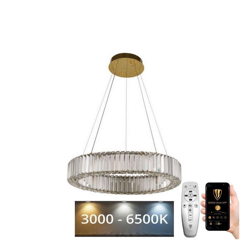 LED Dimmerabile cristallo lampadario su filo LED/40W/230V 3000-6500K cromo/oro + telecomando