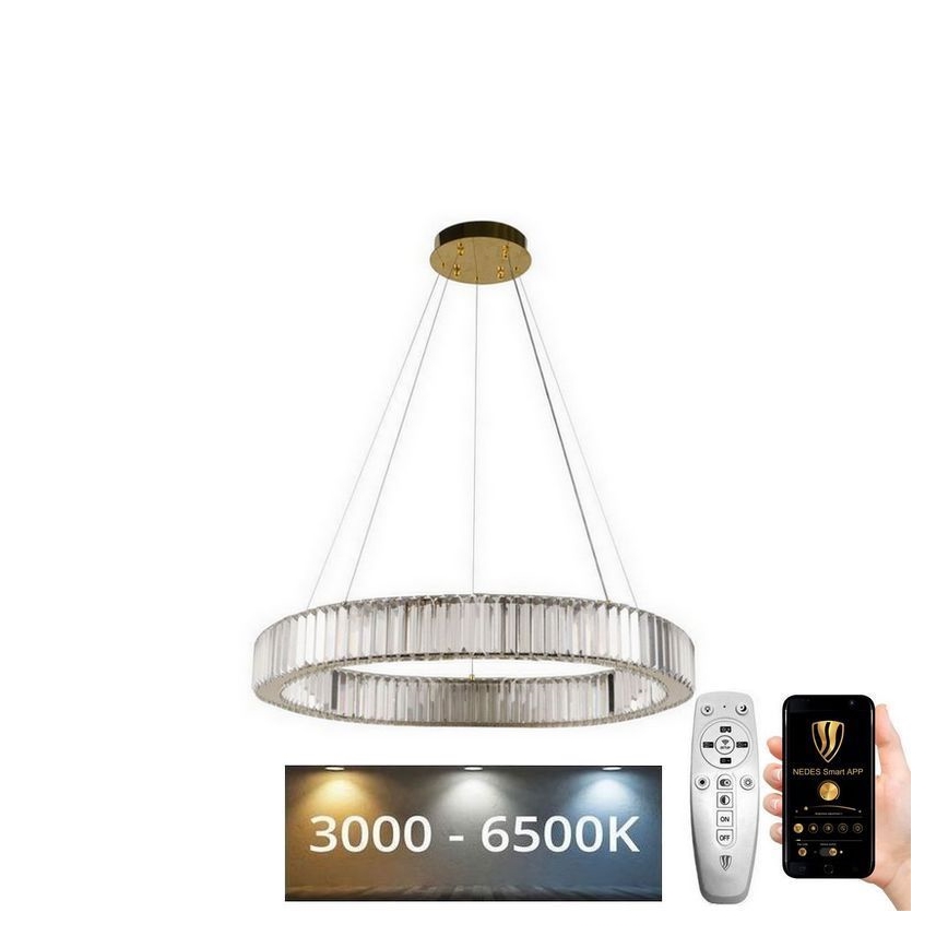 LED Dimmerabile cristallo lampadario su filo LED/50W/230V 3000-6500K cromo/oro + telecomando
