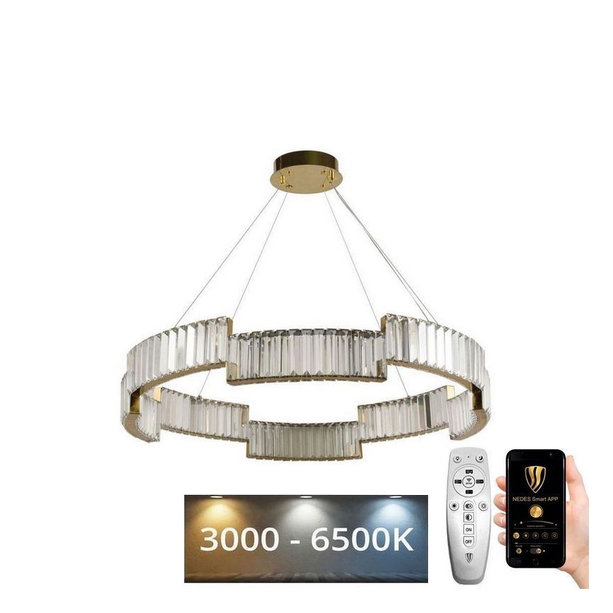 LED Dimmerabile cristallo lampadario su filo LED/60W/230V 3000-6500K oro + telecomando