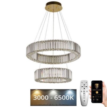 LED Dimmerabile cristallo lampadario su filo LED/65W/230V 3000-6500K cromo/oro + telecomando