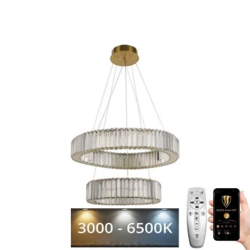 LED Dimmerabile cristallo lampadario su filo LED/65W/230V 3000-6500K cromo/oro + telecomando