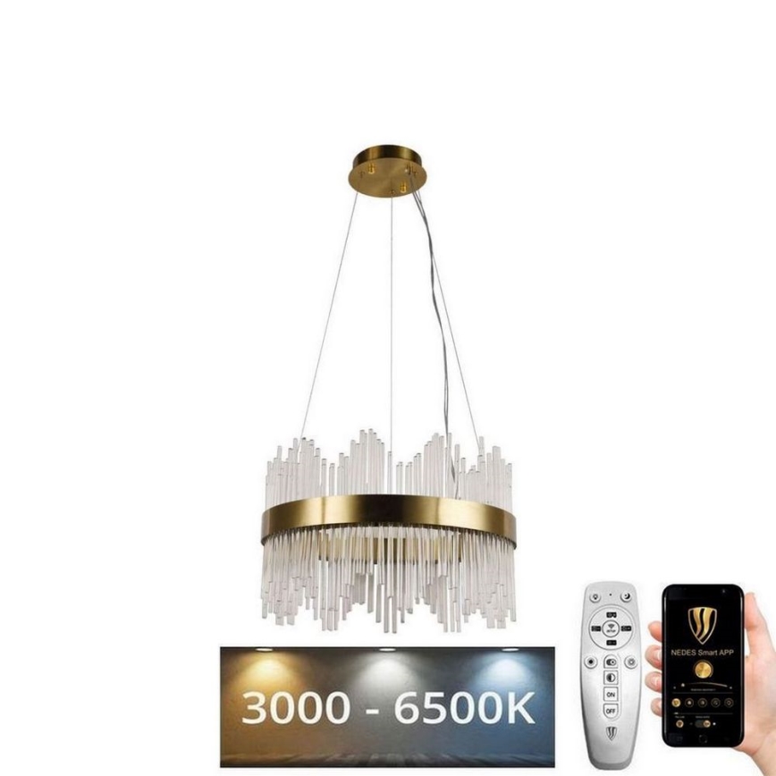 LED Dimmerabile cristallo lampadario su filo LED/70W/230V 3000-6500K oro + telecomando