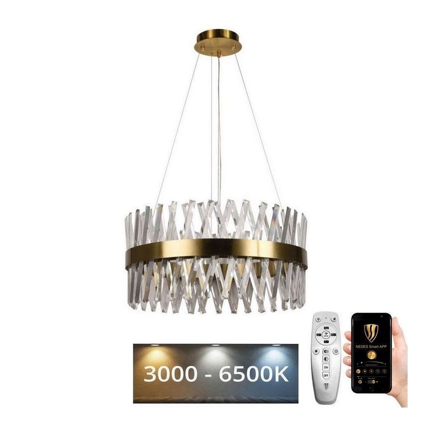 LED Dimmerabile cristallo lampadario su filo LED/80W/230V 3000-6500K oro + telecomando