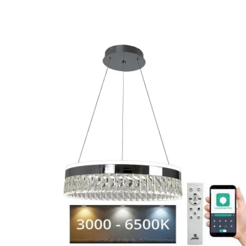 LED Dimmerabile cristallo lampadario su filo LED/90W/230V 3000-6500K cromo + telecomando