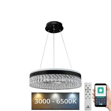 LED Dimmerabile cristallo lampadario su filo LED/90W/230V 3000-6500K nero + telecomando