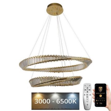 LED Dimmerabile cristallo lampadario su filo LED/90W/230V 3000-6500K oro/cromo + telecomando