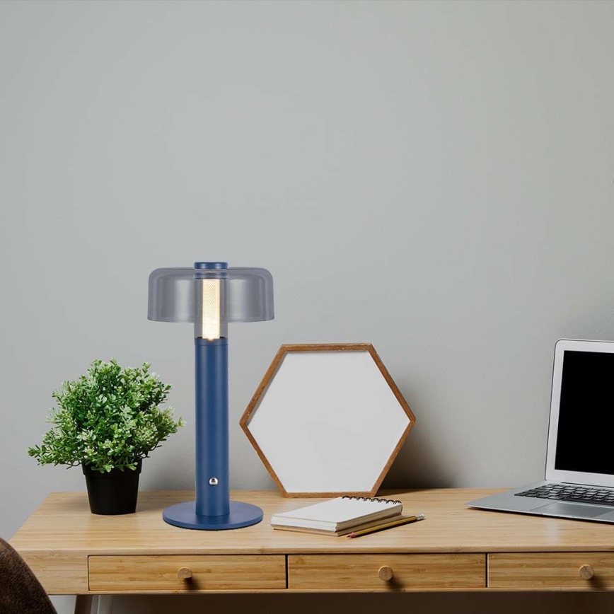 LED Lampada da tavolo touch ricaricabile e dimmerabile LED/1W/5V 3000K 1800 mAh blu