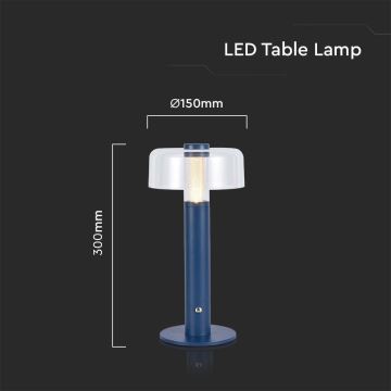 LED Lampada da tavolo touch ricaricabile e dimmerabile LED/1W/5V 3000K 1800 mAh blu