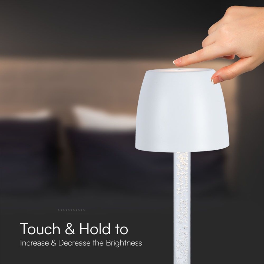 LED Lampada da tavolo touch ricaricabile e dimmerabile LED/3W/5V 3000K 1800 mAh bianco