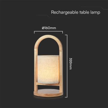 LED Lampada da tavolo touch ricaricabile e dimmerabile LED/1,5W/5V 3000K 1800mAh beige