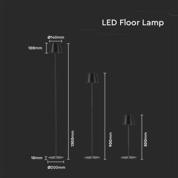 LED Lampada da terra ricaricabile e dimmerabile 3in1 LED/4W/5V 4400 mAh 3000K IP54 nero