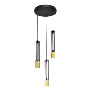 LED Lampadario a sospensione con filo BARS 3xGU10/4,8W/230V nero/oro