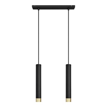 LED Lampadario a sospensione con filo TUBA 2xGU10/4,8W/230V nero/oro