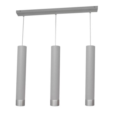 LED Lampadario a sospensione con filo TUBA 3xGU10/4,8W/230V grigio/cromo opaco