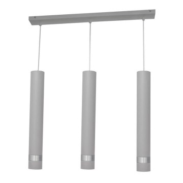 LED Lampadario a sospensione con filo TUBA 3xGU10/4,8W/230V grigio/cromo opaco