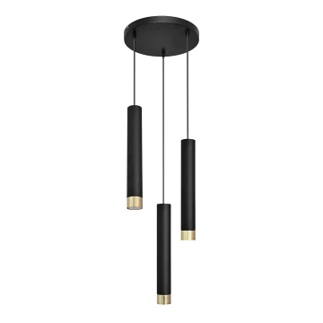 LED Lampadario a sospensione con filo TUBA 3xGU10/6,5W/230V nero/oro