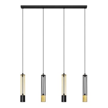 LED Lampadario su corda BARS 4xGU10/4,8W/230V nero/dorato