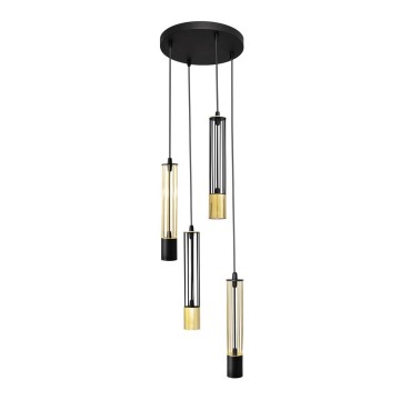 LED Lampadario su corda BARS 4xGU10/4,8W/230V nero/oro