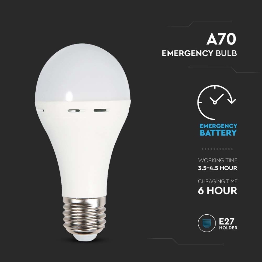 LED Lampadina con modalità di emergenza A70 E27/9W/230V 4000K