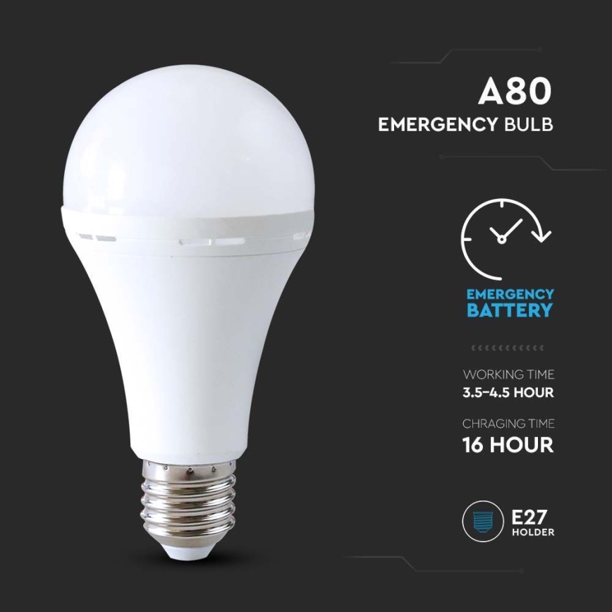 LED Lampadina con modalità di emergenza A80 E27/12W/230V 4000K