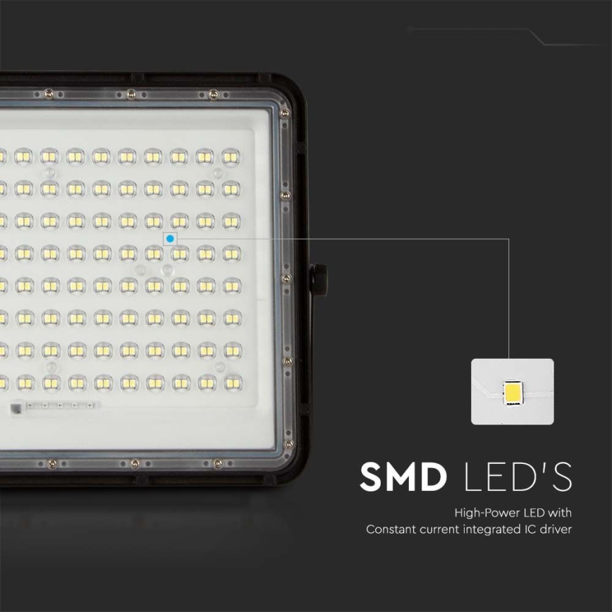 LED Proiettore solare da esterno LED/200W/3,2V 4000K nero IP65 + telecomando