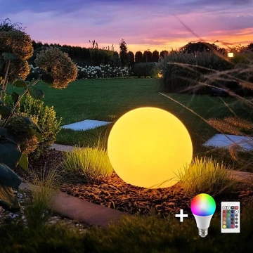 LED RGB Dimmerabile per esterni lampada GLOBO 1xE27/8,5W/230V diametro 40 cm IP44 + telecomando