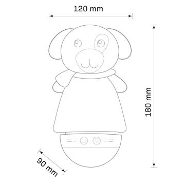 LED RGB Lampada notturna per bambini con un melody 3xAAA/5V cagnolino