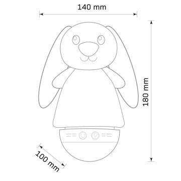 LED RGB Lampada notturna per bambini con un melody 3xAAA/5V coniglio