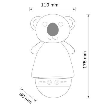 LED RGB Lampada notturna per bambini con un melody 3xAAA/5V koala