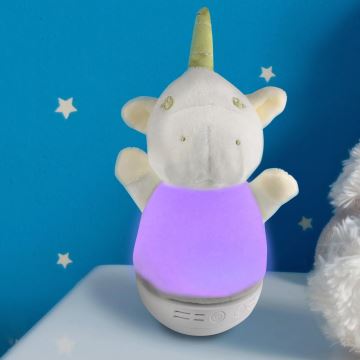 LED RGB Lampada notturna per bambini con un melody 3xAAA/5V unicorno