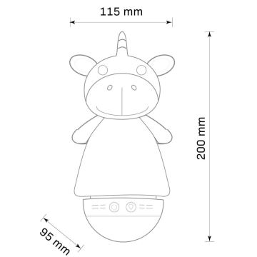 LED RGB Lampada notturna per bambini con un melody 3xAAA/5V unicorno