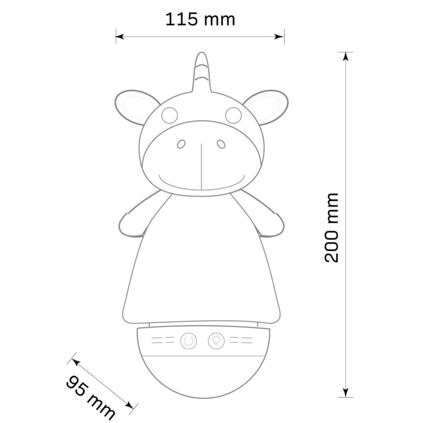 LED RGB Lampada notturna per bambini con un melody 3xAAA/5V unicorno