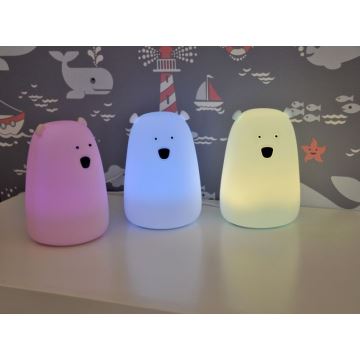 LED RGB Lampada touch per bambini BEAR LED/0,8W/5V blu