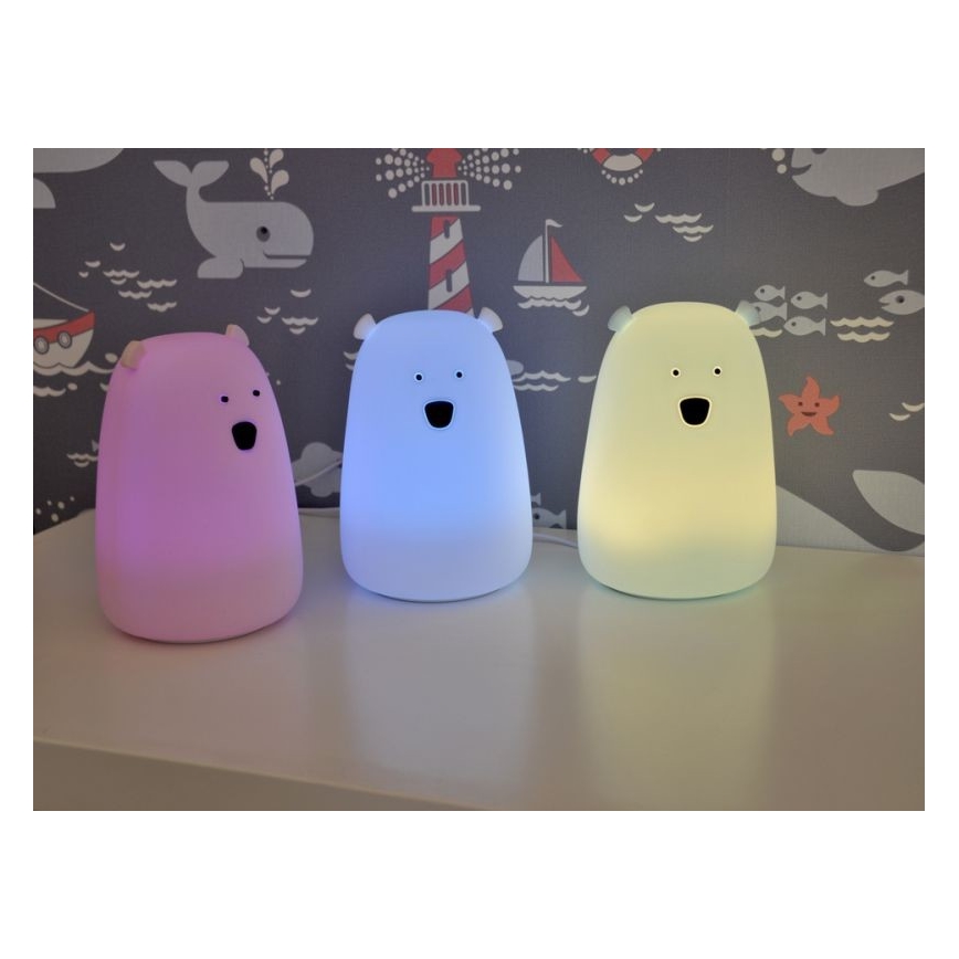 LED RGB Lampada touch per bambini BEAR LED/0,8W/5V blu