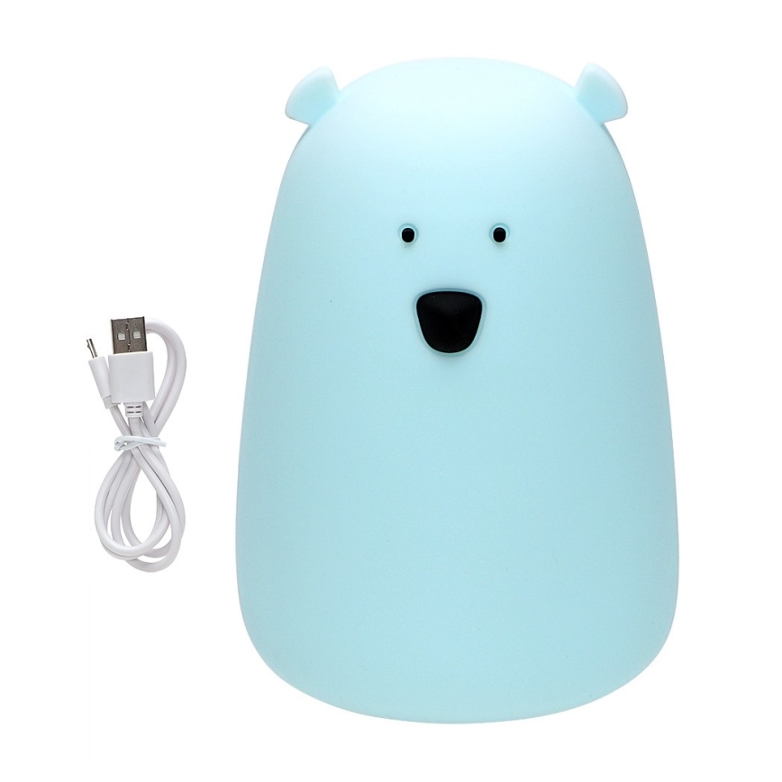 LED RGB Lampada touch per bambini BEAR LED/0,8W/5V blu