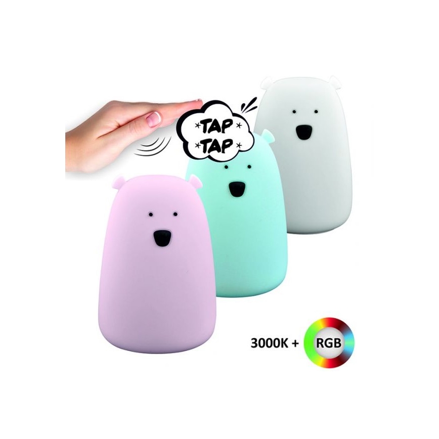 LED RGB Lampada touch per bambini BEAR LED/0,8W/5V blu