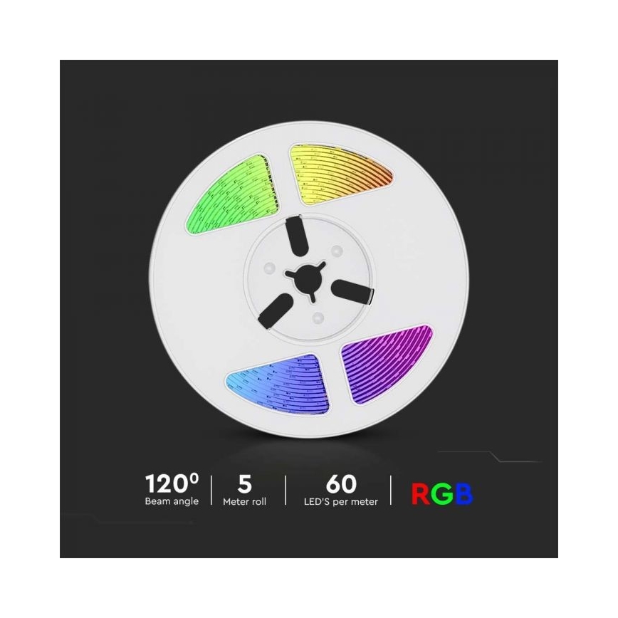 LED RGB Striscia solare dimmerabile LED/1,2W/3,7V IP67 5m + telecomando