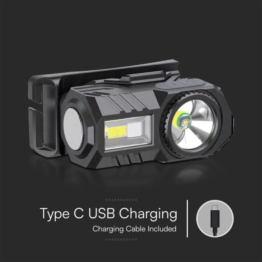 LED RGBW Dimmerabile rechargeable headlamp USB LED/3W/5V IP43 190 lm 24 h