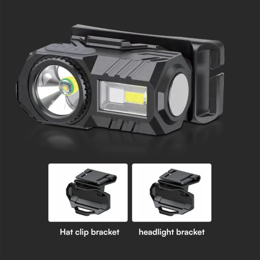 LED RGBW Dimmerabile rechargeable headlamp USB LED/3W/5V IP43 190 lm 24 h