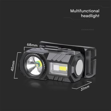 LED RGBW Dimmerabile rechargeable headlamp USB LED/3W/5V IP43 190 lm 24 h