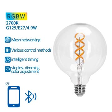 LED RGBW Lampadina FILAMENT G125 E27/4,9W/230V 2700K - Aigostar