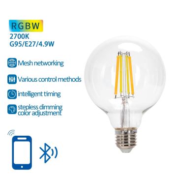 LED RGBW Lampadina FILAMENT G95 E27/4,9W/230V 2700K - Aigostar