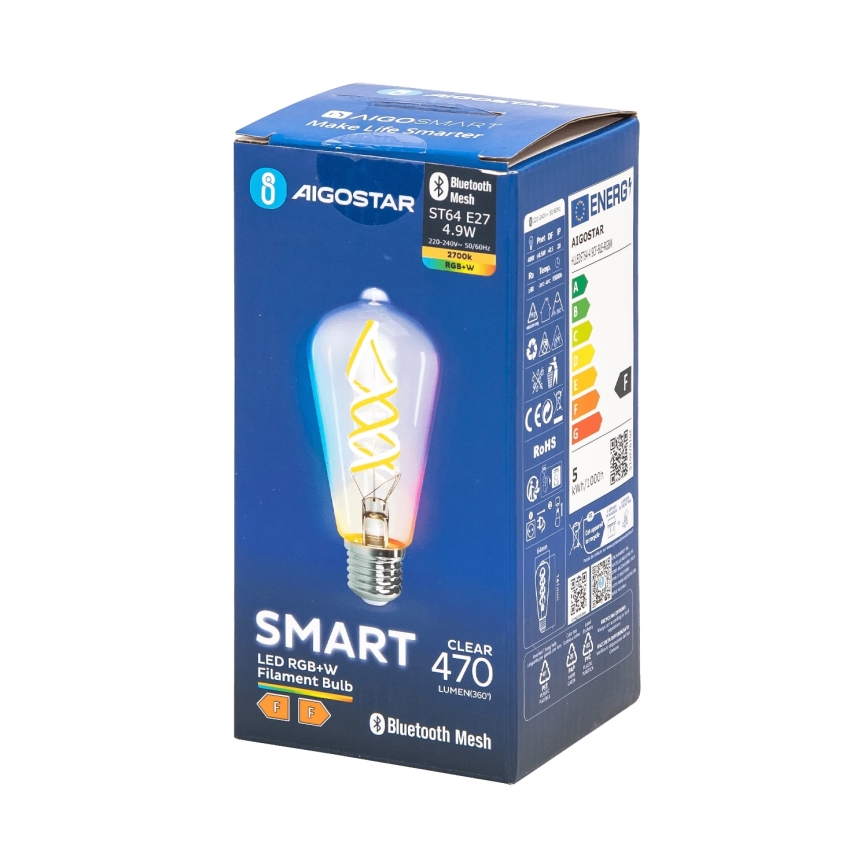 LED RGBW Lampadina FILAMENT ST64 E27/4,9W/230V 2700K - Aigostar