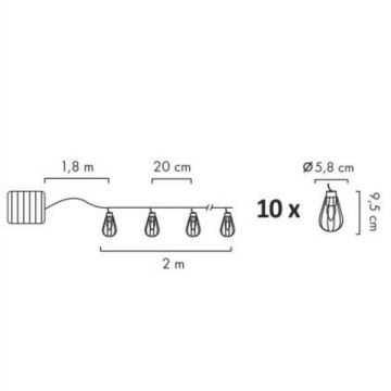 LED Solar per esterni catena 10xLED/1xAAA 4,8 m IP44