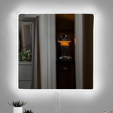 LED Specchio da parete con un retroilluminazione SQUARE 50x50 cm bianco