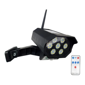 LED Telecamera di sicurezza fittizia solare con sensore LED/3,7V IP44 nero + telecomando