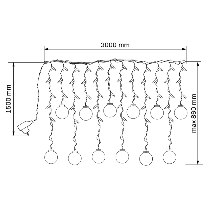 LED Tenda natalizia WISH BALLS 108xLED/8 funzioni 4,5 m bianco caldo